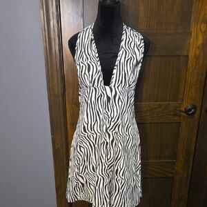 SHEIN Black and White Backless Zebra Dress